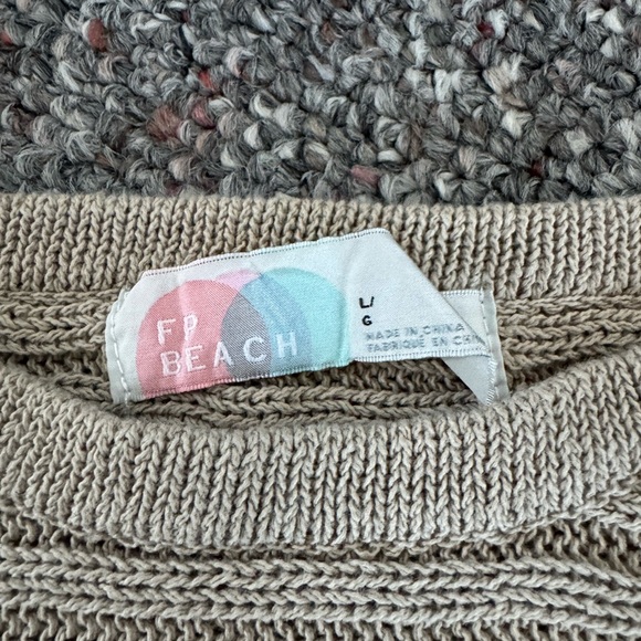 Free People Elegant Ribbed Knit Long Sweater - Soft Beige Large Baggy Oversized - Picture 4 of 10